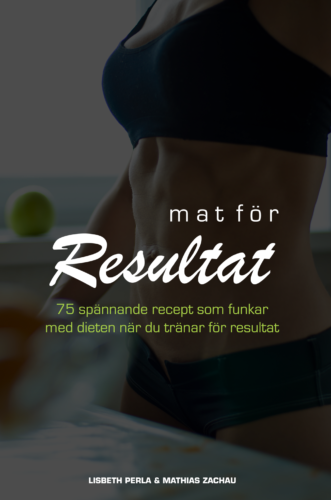Omslaget till Mat För Resultat som är en e bok av Mathias Zachau och Lisbeth Perla för att gå ner i vikt och bränna fett med styrketräning och färdiga recept